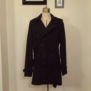 BURBERRY Black Wool Cashmere Trench Coat